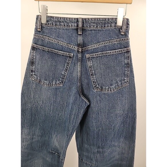 Zara Barrel Leg Jeans Sz 0 Rigid Denim - Picture 4 of 6
